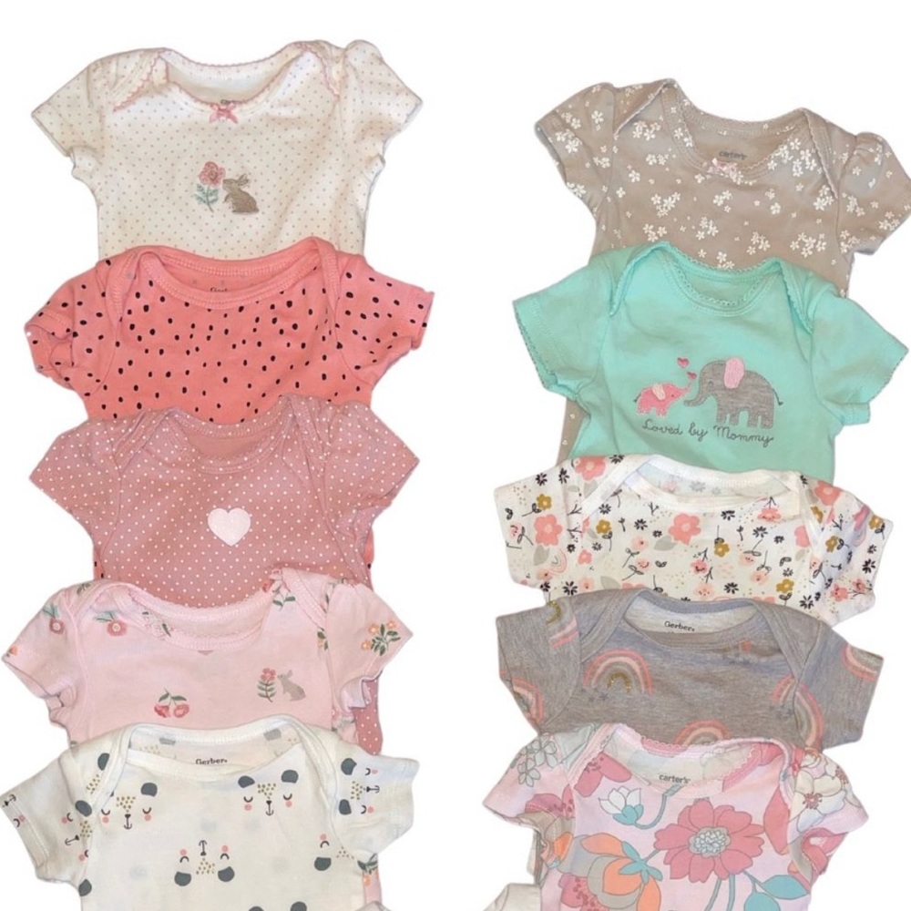 Baby girl onesie Carters, Gerber 0-3, 3M, 11 pcs